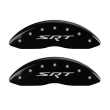 Laden Sie das Bild in den Galerie-Viewer, MGP 4 Caliper Covers Engraved Front &amp; Rear SRT Black finish silver ch