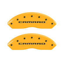 Charger l&#39;image dans la galerie, MGP 4 Caliper Covers Engraved Front Gen 5/Camaro Engraved Rear Gen 5/RS Yellow finish black ch
