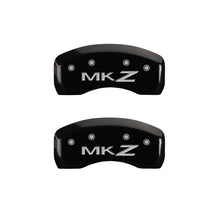 Cargar imagen en el visor de la galería, MGP 4 Caliper Covers Engraved Front Lincoln Engraved Rear MKZ Black finish silver ch