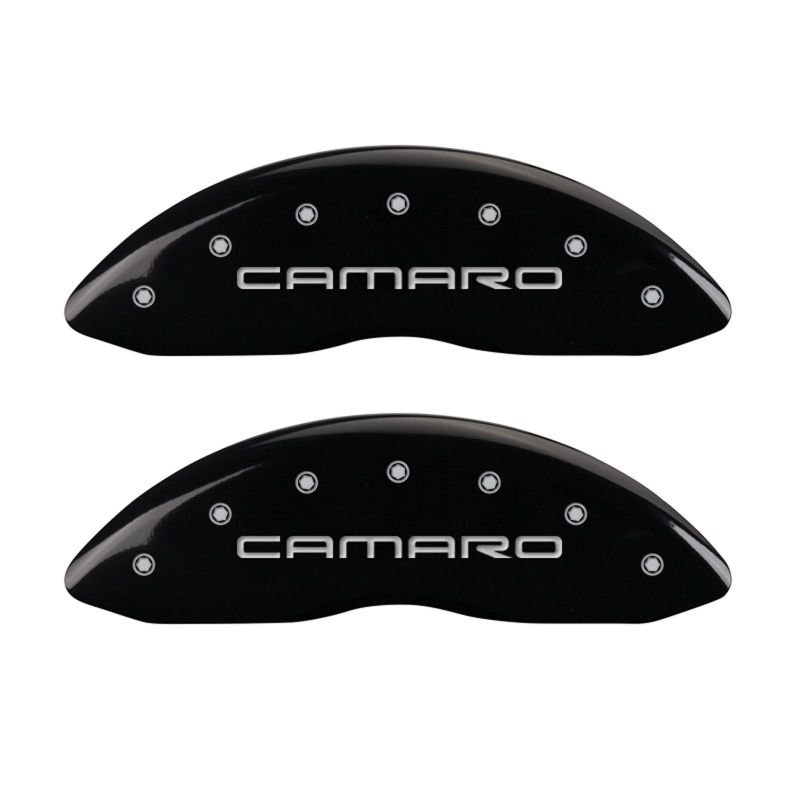 MGP 4 Caliper Covers Engraved Front & Rear Gen 4/Camaro Black finish silver ch