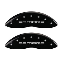 Carica l&#39;immagine nel visualizzatore di Gallery, MGP 4 Caliper Covers Engraved Front &amp; Rear Gen 4/Camaro Black finish silver ch