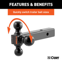 Carica l&#39;immagine nel visualizzatore di Gallery, Curt Multi-Ball Mount (2in Solid Shank 1-7/8in 2in &amp; 2-5/16in Black Balls)