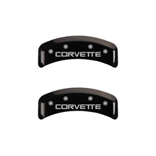 Cargar imagen en el visor de la galería, MGP 4 Caliper Covers Engraved F &amp; R C4/Corvette Black Finish Silver Char 1988 Chevrolet Corvette