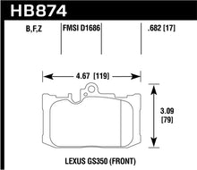 Carica l&#39;immagine nel visualizzatore di Gallery, Hawk 13-19 Lexus GS350 / 15-19 Lexus RC350 HPS 5.0 Front Brake Pads