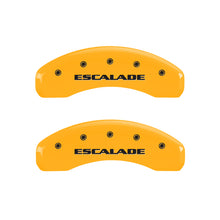 Cargar imagen en el visor de la galería, MGP 4 Caliper Covers Engraved Front &amp; Rear Escalade Yellow finish black ch