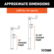 Carica l&#39;immagine nel visualizzatore di Gallery, Curt Pipe-Mount Swivel Jack w/Top Handle (2000lbs 10in Travel)