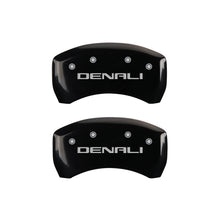 Laden Sie das Bild in den Galerie-Viewer, MGP 4 Caliper Covers Engraved Front &amp; Rear Denali Black Finish Silver Char 2019 GMC Arcadia