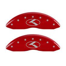 Cargar imagen en el visor de la galería, MGP 4 Caliper Covers Engraved Front &amp; Rear Circle K/Kia Red finish silver ch