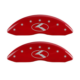 MGP 4 Caliper Covers Engraved Front & Rear Circle K/Kia Red finish silver ch