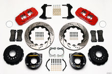 गैलरी व्यूवर में इमेज लोड करें, Wilwood AERO4 Rear P-Brake Kit 14.00in Drilled Red Chevy 12 Bolt w/ C-Clips