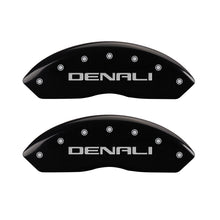 Laden Sie das Bild in den Galerie-Viewer, MGP 4 Caliper Covers Engraved Front &amp; Rear Denali Black Finish Silver Char 2019 GMC Arcadia
