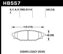 Charger l'image dans la galerie, Hawk 2013-2014 Subaru BRZ Ltd (277mm Fr Disc/Solid Rr Disc) High Perf. Street 5.0 Rear Brake Pads