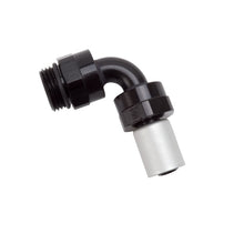 Laden Sie das Bild in den Galerie-Viewer, Russell Performance -8 SAE Port Male to -8 AN Hose 90 Degree Crimp On Hose End - Black Anodized