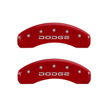 Cargar imagen en el visor de la galería, MGP 4 Caliper Covers Engraved Front &amp; Rear Broken D/Dodge Red finish silver ch