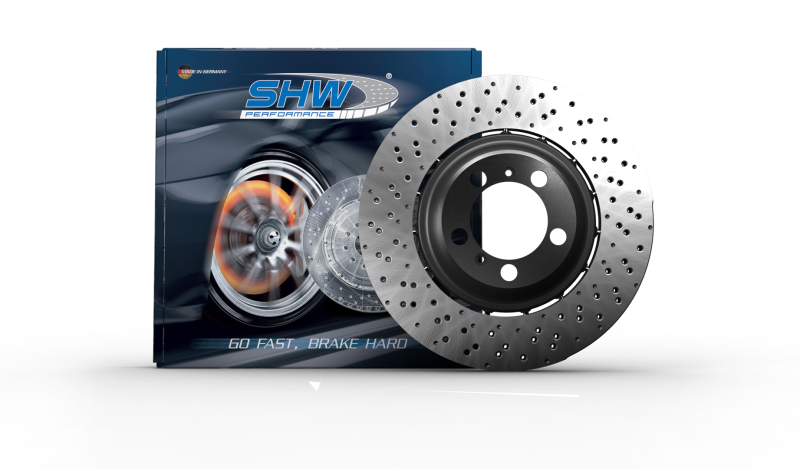 SHW 17-19 Audi RS3 2.5L Front Drilled-Dimpled Lightweight Brake Rotor