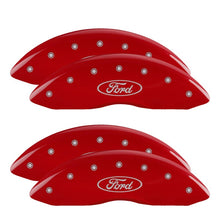 Charger l&#39;image dans la galerie, MGP 4 Caliper Covers Engraved Front &amp; Rear Oval logo/Ford Red finish silver ch