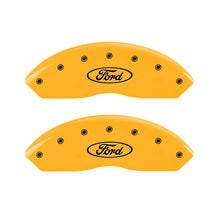 Laden Sie das Bild in den Galerie-Viewer, MGP 4 Caliper Covers Engraved Front &amp; Rear RAM Yellow finish black ch