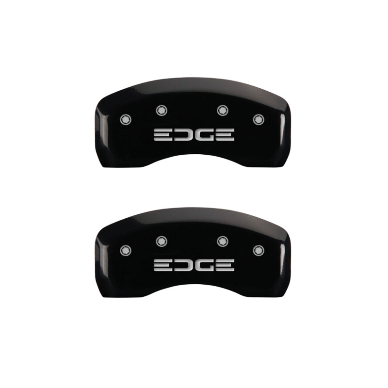 MGP 4 Caliper Covers Engraved Front & Rear Edge Black finish silver ch