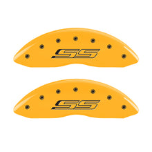 गैलरी व्यूवर में इमेज लोड करें, MGP 4 Caliper Covers Engraved Front &amp; Rear Gen 5/SS Yellow finish black ch