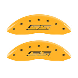 MGP 4 Caliper Covers Engraved Front & Rear Gen 5/SS Yellow finish black ch