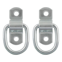 Load image into Gallery viewer, Curt 1in x 1-1/4in Surface-Mounted Tie-Down D-Rings (1200lbs Clear Zinc 2-Pack)