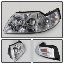 Charger l&#39;image dans la galerie, Spyder Ford Mustang 99-04 Projector Headlights LED Halo Chrome High H1 Low H1 PRO-YD-FM99-1PC-AM-C