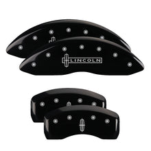 Cargar imagen en el visor de la galería, MGP 4 Caliper Covers Engraved Fr Lincoln Rr Star Logo Blk Finish Silver Char 17 Lincoln Continental