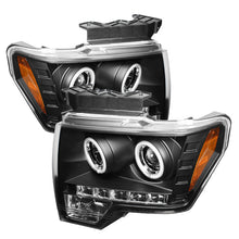 Carica l&#39;immagine nel visualizzatore di Gallery, Spyder Ford F150 09-14 Projector Headlights Halogen Model- CCFL Halo LED Blk PRO-YD-FF15009-CCFL-BK