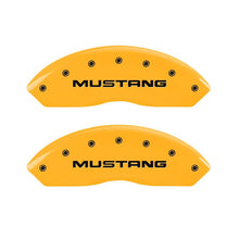 Cargar imagen en el visor de la galería, MGP 4 Caliper Covers Engraved Front Mustang Rear Sn95/Gt Yellow Finish Black Char 2001 Ford Mustang