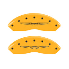 Laden Sie das Bild in den Galerie-Viewer, MGP 4 Caliper Covers Engraved Front &amp; Rear Style 2/Chrysler Wing Yellow finish black ch