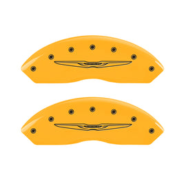 MGP 4 Caliper Covers Engraved Front & Rear Style 2/Chrysler Wing Yellow finish black ch