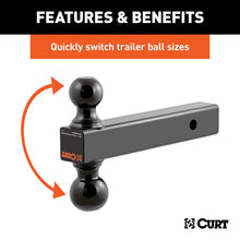 Carica l&#39;immagine nel visualizzatore di Gallery, Curt Multi-Ball Mount (2in Solid Shank 2in &amp; 2-5/16in Black Balls)