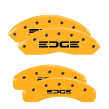 Laden Sie das Bild in den Galerie-Viewer, MGP 4 Caliper Covers Engraved Front &amp; Rear Edge Yellow finish black ch