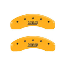 Charger l&#39;image dans la galerie, MGP 4 Caliper Covers Engraved Front &amp; Rear Trailblazer SS Yellow Finish Black Char 2004 Chevy SSR