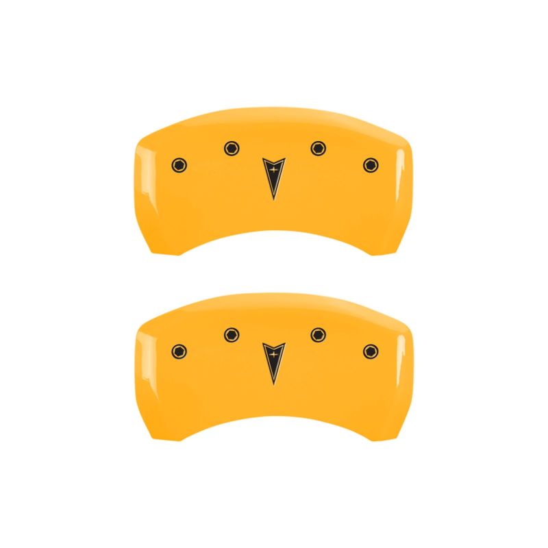 MGP 4 Caliper Covers Engraved Front Pontiac Rear Arrow Yellow Finish Blk Char 2001 Pontiac Firebird