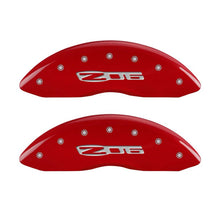 Charger l&#39;image dans la galerie, MGP 4 Caliper Covers Engraved Front C6/Corvette Engraved Rear C6/Z06 Yellow finish black ch