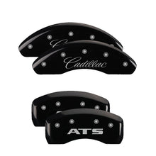 Cargar imagen en el visor de la galería, MGP 4 Caliper Covers Engraved Front Cursive/Cadillac Engraved Rear CTS Black finish silver ch