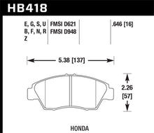 Cargar imagen en el visor de la galería, Hawk 02-06 RSX (non-S) Front / 03-11 Civic Hybrid / 04-05 Civic Si HP DTC-60 Front Race Brake Pads