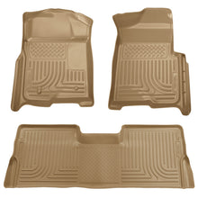 Laden Sie das Bild in den Galerie-Viewer, Husky Liners 08-10 Ford SD Crew Cab WeatherBeater Combo Tan Floor Liners (w/o Manual Trans Case)
