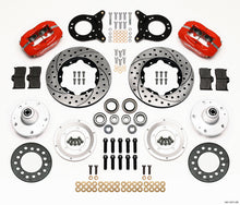 गैलरी व्यूवर में इमेज लोड करें, Wilwood Forged Dynalite Front Kit 11.00in Dril Red 1965-1969 Mustang Disc &amp; Drum Spindle