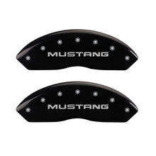 Charger l&#39;image dans la galerie, MGP 4 Caliper Covers Engraved Front Mustang Engraved Rear Pony Black finish silver ch