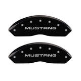 MGP 4 Caliper Covers Engraved Front Mustang Engraved Rear Pony Black finish silver ch