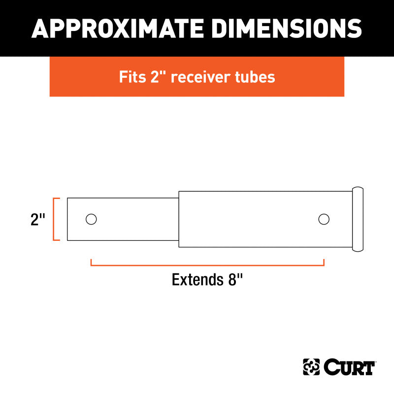 Curt 8in Receiver Tube Extender (2in Shank 3500lbs)