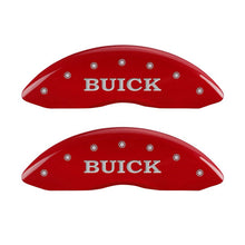 Charger l&#39;image dans la galerie, MGP 4 Caliper Covers Engraved Front Buick Engraved Rear Buick Shield Red finish silver ch
