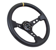 गैलरी व्यूवर में इमेज लोड करें, NRG Reinforced Steering Wheel (350mm / 3in. Deep) Blk Leather w/Blk Cutout Spoke/Yellow Center Mark