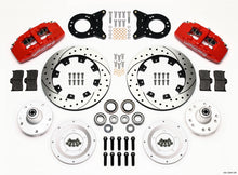 गैलरी व्यूवर में इमेज लोड करें, Wilwood Dynapro 6 Front Hub Kit 12.19in Drill Red 1965-1969 Mustang Disc &amp; Drum Spindle