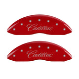 MGP 4 Caliper Covers Engraved Front Cursive/Cadillac Engraved Rear CTS4 Red finish silver ch