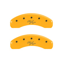 गैलरी व्यूवर में इमेज लोड करें, MGP 4 Caliper Covers Engraved Front Cursive/Challenger Engraved Rear RT Yellow finish black ch