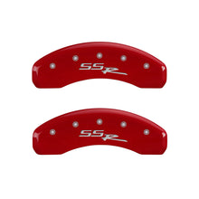 Laden Sie das Bild in den Galerie-Viewer, MGP 4 Caliper Covers Engraved Front &amp; Rear SSR Red finish silver ch
