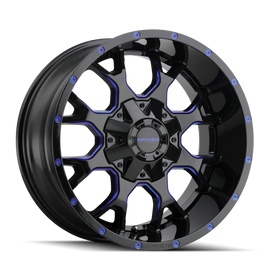 Mayhem 8015 Warrior 18x9 / 8x165.1 BP / 18mm Offset / 130.8mm Hub Black w/ Prism Blue Wheel